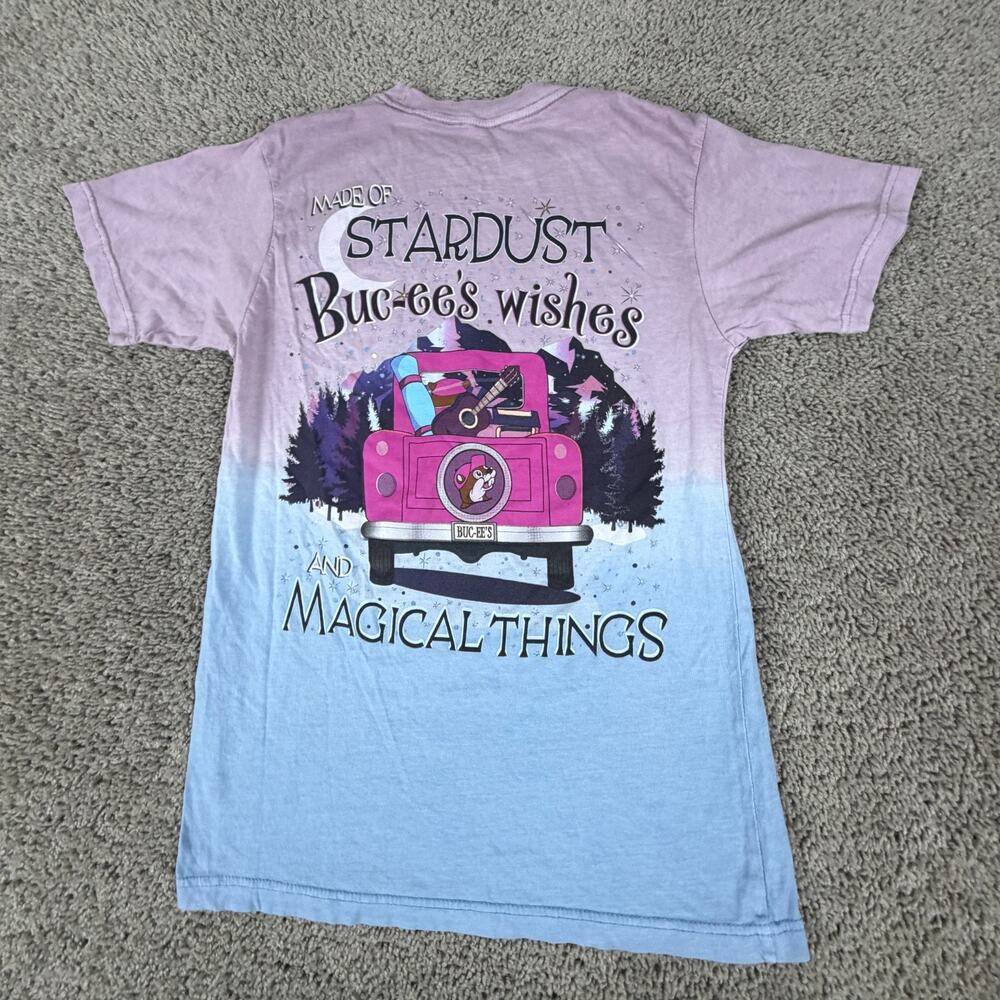 Bucees Shirt Mens Small Blue Pink Star Dust Wishes Magical Things Short Sleeve